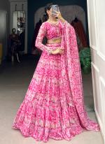 Georgette Pink Festival Wear Printed Readymade Lehenga Choli